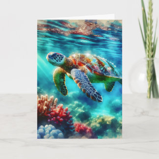 Happy Birthday | Sea Turtle Swimming Card