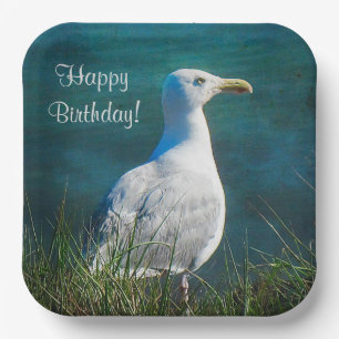 Happy Birthday Seagull Paper Plate