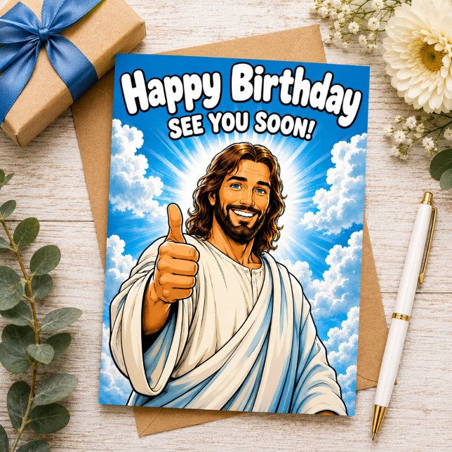 Happy Birthday — See You Soon! Card (🎂 A Heavenly Funny Birthday Surprise!)