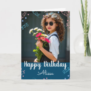 Happy Birthday Selfie Custom Name Confetti Card