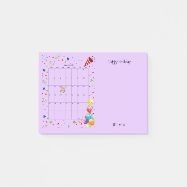 Happy Birthday September 2022 Post-it Notes (Front)