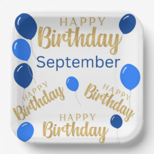 Happy birthday September birthdays Paper Plate