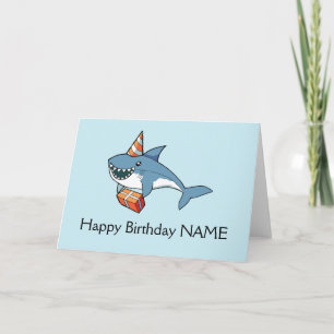 Happy Birthday Shark Card Personalised Template