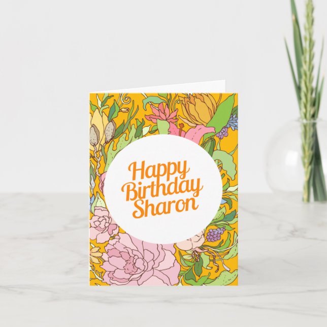 Happy Birthday Sharon | Floral Birthday Card (Front)