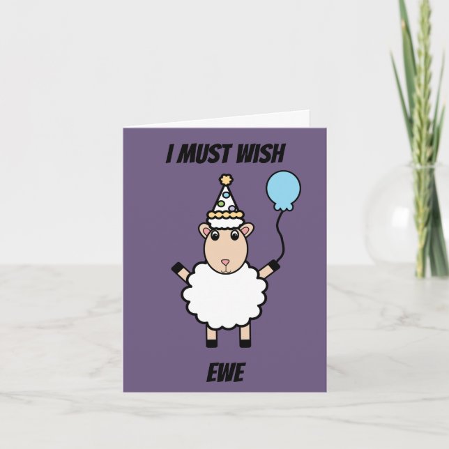 Happy Birthday Sheep Wish Ewe Funny Personalise Card (Front)