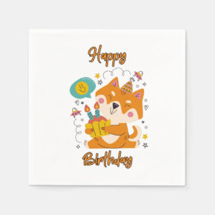Happy Birthday Shiba Inu 3 Ply Napkins