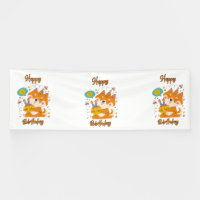Happy Birthday Shiba Inu 4x12 Vinyl Banner