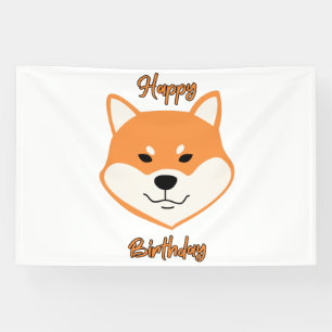 Happy Birthday Shiba Inu Original 4x6 Vinyl Banner