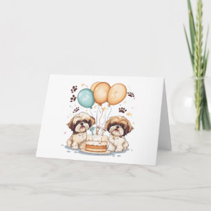 Happy Birthday Shih Tzu Dogs Birthday Cake Card