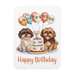 Happy Birthday Shih Tzu Dogs Birthday Cake Magnet