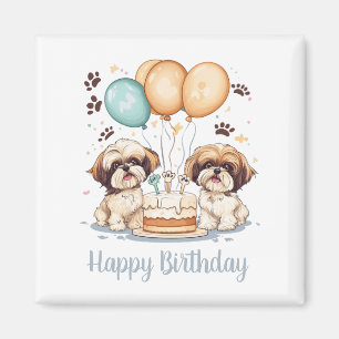 Happy Birthday Shih Tzu Dogs Birthday Cake Magnet