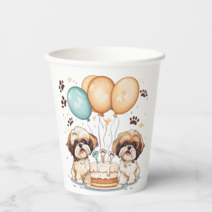Happy Birthday Shih Tzu Dogs Birthday Cake Paper Cups