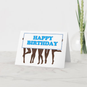 Happy Birthday sign held by a line of girls Card