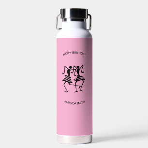 Happy Birthday, Silhouette Celebration Dancers  Water Bottle