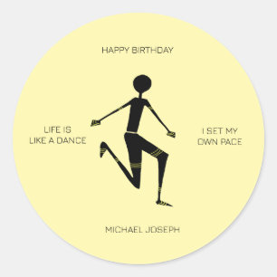 Happy Birthday Silhouette Kenyan Athlete Classic Round Sticker