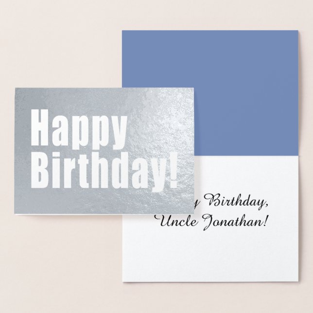 Happy Birthday Silver Decor with Custom Text Foil Card (Display)