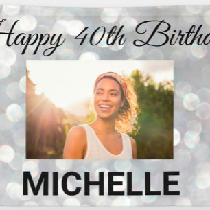 Happy Birthday Silver Photos Any Year Custom Banner