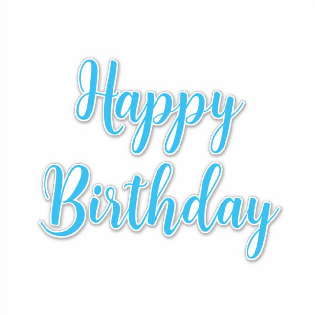 Happy Birthday Simple Minimalist Blue Typography (Front)