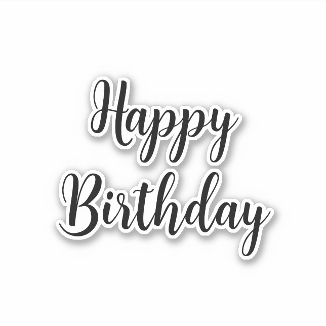 Happy Birthday Simple Minimalist  Typography Black (Front)
