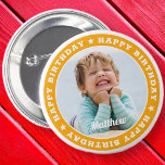 Happy Birthday Simple Modern Custom Photo 6 Cm Round Badge<br><div class="desc">This simple and modern design is composed of serif typography and add a custom photo.</div>