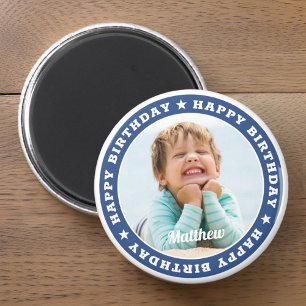 Happy Birthday Simple Modern Custom Photo Magnet