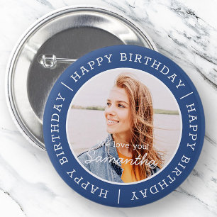 Happy Birthday Simple Preppy Modern Custom Photo 6 Cm Round Badge