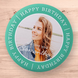 Happy Birthday Simple Preppy Modern Custom Photo 6 Cm Round Badge
