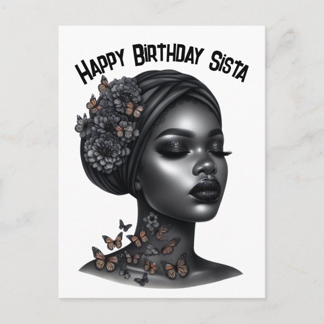 Happy Birthday Sista black girl magic melanin quee Holiday Postcard (Front)