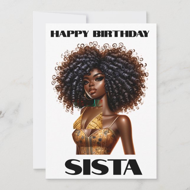 Happy birthday sista black woman melanin queens invitation (Front)