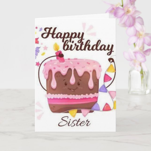Happy birthday Sister Birthday card (Orchid)