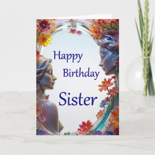 Happy Birthday Sister Glass Faces Card