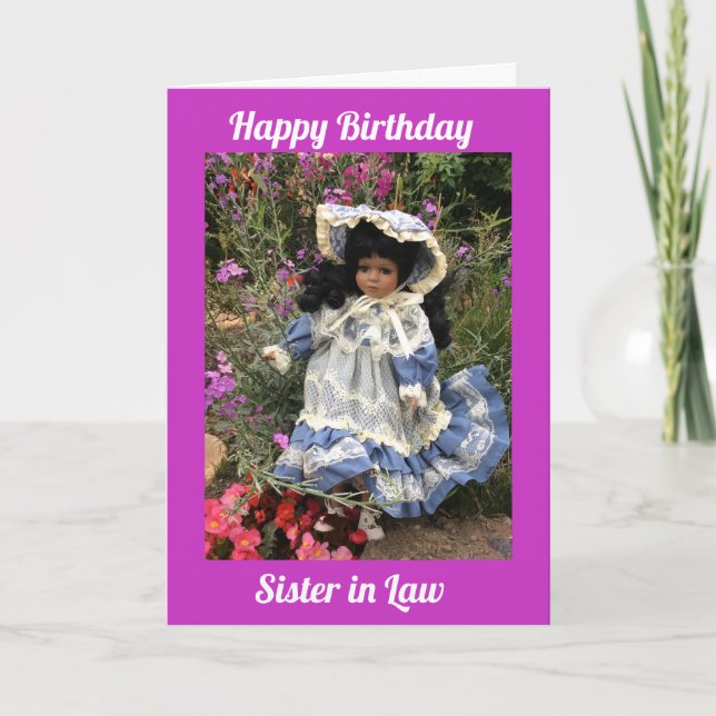 Happy Birthday sister in law  Black doll 3 Card (Front)