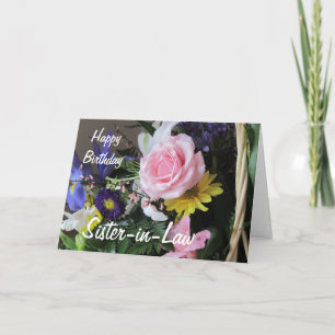 Happy Birthday Sister-in-Law/Pink Rose Bouquet Card