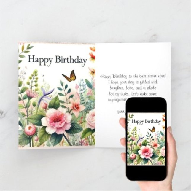 Happy Birthday Sister Wildflower Greeting  Card (Creator Uploaded)