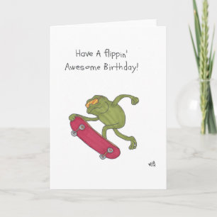Happy Birthday Skateboarding Frog Card