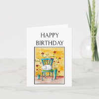 Happy Birthday, Sleeping Folk Art Cat Print