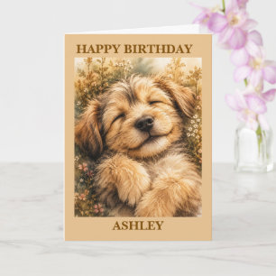 Happy Birthday Sleepy Puppy unisex Card