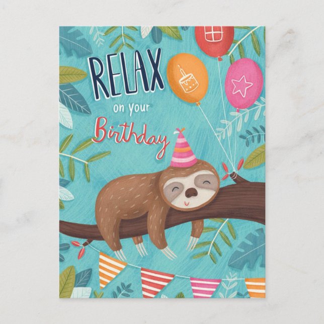 Happy Birthday Sloth Postcard (Front)