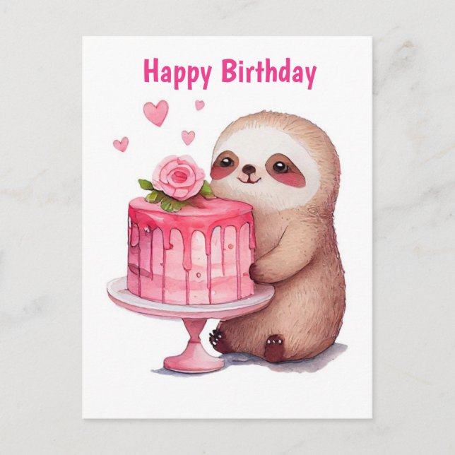 Happy Birthday Sloth Postcard (Front)
