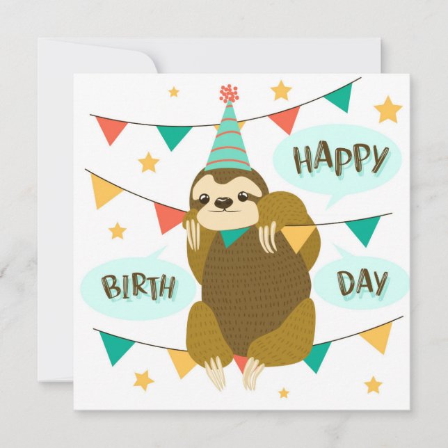 Happy Birthday Sloths Card (Front)