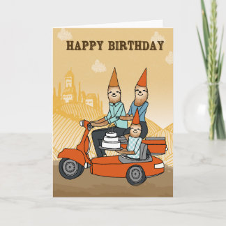 Happy Birthday - Sloths Riding a Greeting Ca Card