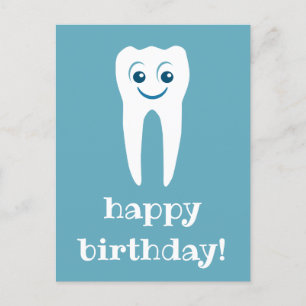happy birthday smiling tooth postcard