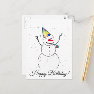 Happy Birthday! Snowman Postcard