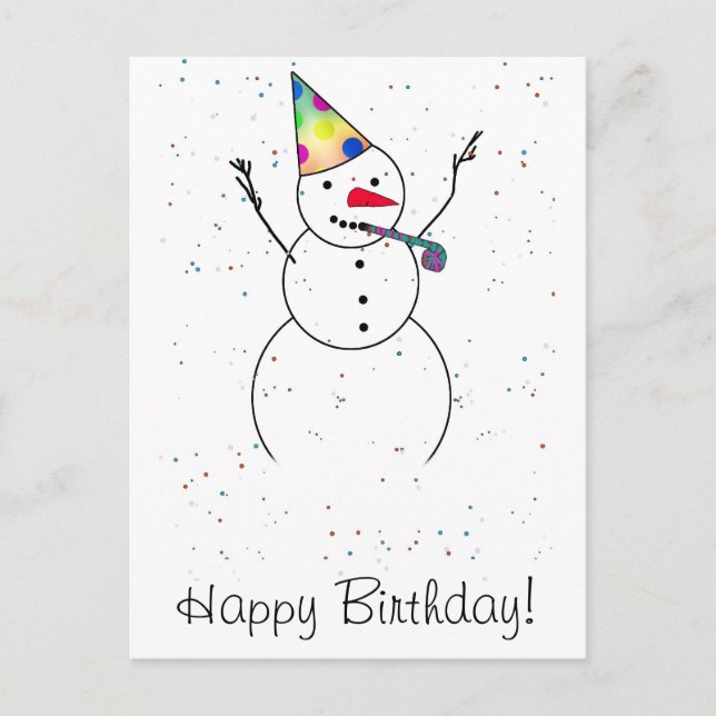 Happy Birthday! Snowman Postcard (Front)