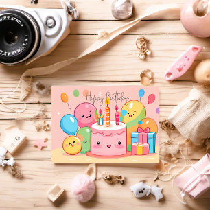 Happy Birthday So Kawaii ... ✿° ・ ɷ ∘ ・° ✿ .. Postcard