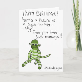 Happy Birthday! Sock Monkey Greetings Card