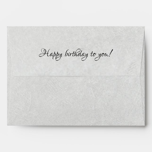 happy birthday soft grey creased texture envelope (Back (Top Flap))
