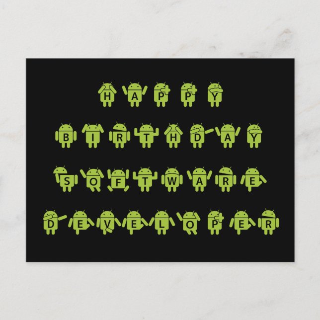 Happy Birthday Software Developer (Bugdroid) Postcard (Front)