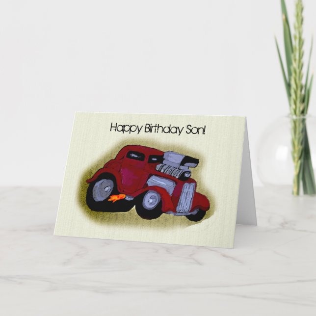 Happy Birthday Son Car Greeting Card (Front)