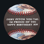 Happy Birthday Son. Custom Photo Baseball<br><div class="desc">A heartfelt gift that honours the bond between generations. This personalised baseball features a photo of Dad and son and the touching message:
“Every pitch you take,  I'm proud of you. Happy birthday,  son.” The other side features the son's name</div>